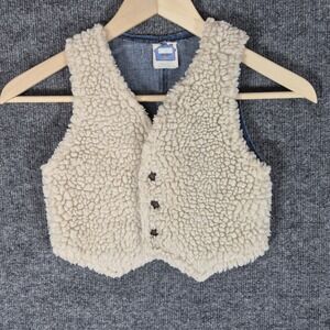 VTG Wrangler‎ Kids Denim Sherpa Vest Size 7 Western Cowboy